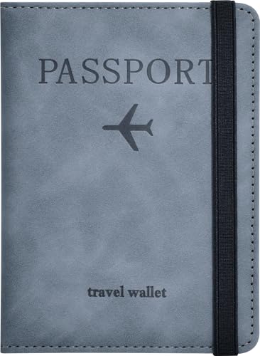 Passport Holder, Passport Cover with Credit Card Slot and Boarding Pass Slot Combo, Passport Wallet Case Book Travel Must Have, RFID Blocking Leather Travel Accessories, Marine Grey - color: Marine Grey
