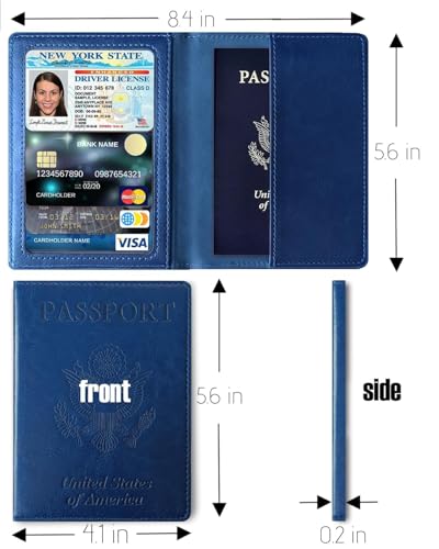 Sizobi Passport Holder for Travel Men, RFID Blocking Passport Covers Case - color: Navy blue