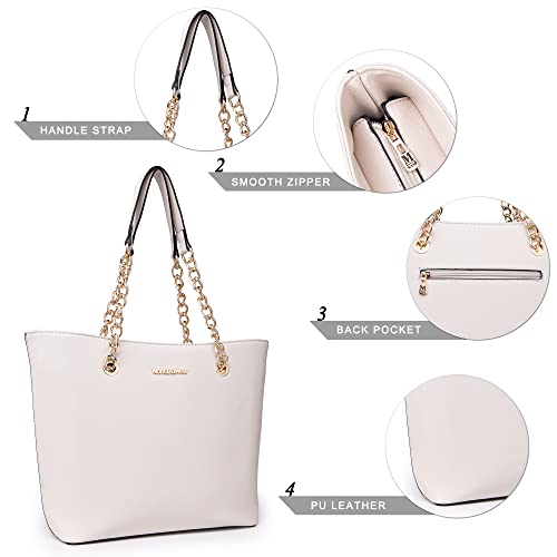 Montana West Tote Bag for Women Chain Top-handle Handbags - color: Beige
