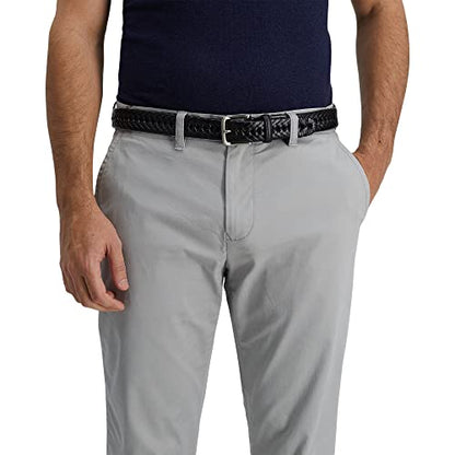 Tommy Hilfiger Men's Fully Adjustable Leather Braided Belt, Classic Strap for Jeans, Khakis & Dress Pants - color: Black, size: 34