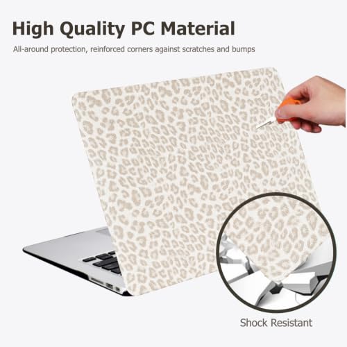 Sparkly Leopard Print Case for MacBook Air 13 inch 2026-2022 M5 M4 M3 M2 | Model A3449 A3240 A3113 A2681 - Glitter Cheetah Spots PU Leather Hard Case for MacBook Air 13.6 inch + Keyboard Cover, Beige - color: Beige
