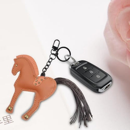 Leather Horse Keychain, Bag Charm - color: Genuine Leather Pony-orange