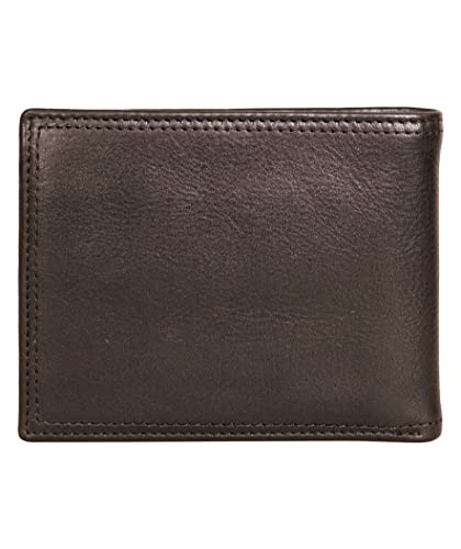 Nautica Men's Bifold Leather Wallet | RFID Blocking | ID Window | Card Slots | Organization | Durable | Stylish - color: Enameled Logo - Brown