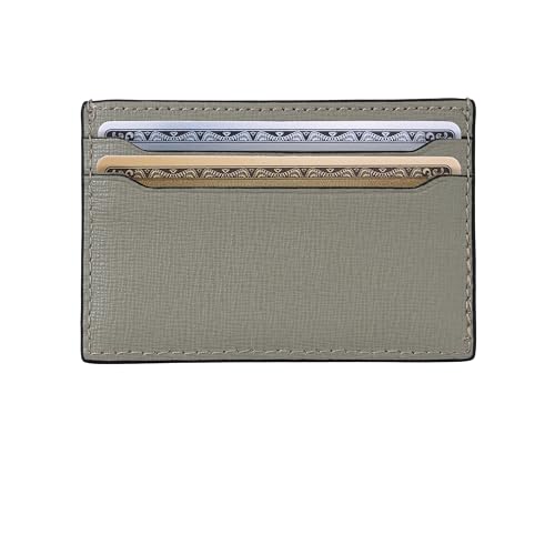 Cockatoo Saffiano Leather Card Holder - Minimalist Credit Card Wallet - Slim Front Pocket Wallet Card Case for Mens and Womens (Aluminum Gray) - color: Aluminum Gray