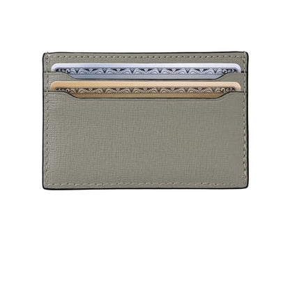 Cockatoo Saffiano Leather Card Holder - Minimalist Credit Card Wallet - Slim Front Pocket Wallet Card Case for Mens and Womens (Aluminum Gray) - color: Aluminum Gray