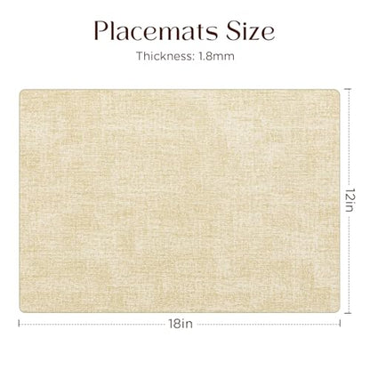 Newise Faux Leather Placemats Set of 6, Waterproof, 18''×12'', Beige | Heat Resistant Wipeable Table Mats, Dual-Sided Place Mats for Patry Kitchen Dinner - color: Beige