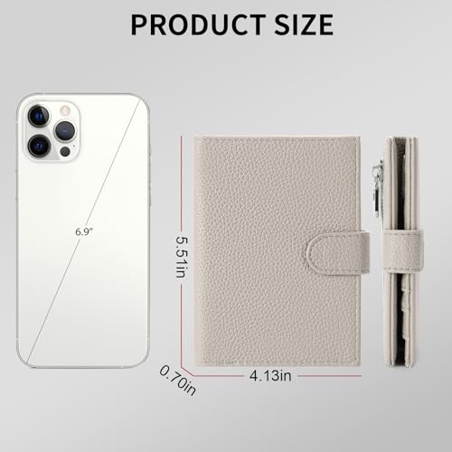 Passport Holder Wallet for Women,RFID Blocking Zippered Coins Pocket and Cash Slot Slim Compact Travel Wallet Passport Cover Case - color: Grey