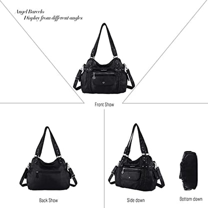 Angel Barcelo Purses for Women Soft PU Leather Shoulder Bag Crossbody Purse and Handbags - color: 0070-black