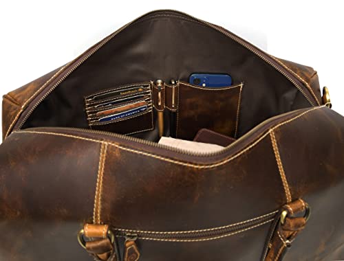 Leather Travel Duffel Bag | Gym Sports Bag Airplane Luggage Carry-On Bag | Gift for Father's Day By Aaron Leather Goods - color: Tan