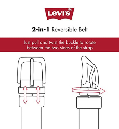 Levi's Big Kids Belt - School Friendly Casual Two-in-One Reversible Belt - color: Black/Red, size: Medium (26-28)