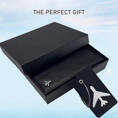 Pilot Wallet Passport Holder RFID Blocking Nappa Leather Travel Wallet, Stylish Travel Companion for Aviation Professionals (Black) - color: Black