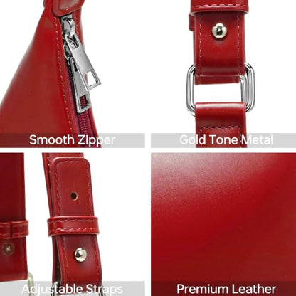 GEMIU Small Shoulder Purses Crescent Handbag Soft Leather Underarm Bag | Adjustable Strap,Premium Faux Leather,1 Inner Slot Pocket,1 Zippered Pocket,Use for Travel or Going Out - color: Red