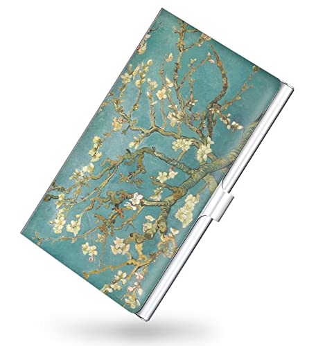 Business Card Holder，Color Printing Men's and Women's Business Card Case，Ultra-Thin Metal Business Card Organizer，Carry-on Pocket Wallet Business Card Holder,Green Tree - color: Green Leaf Tree