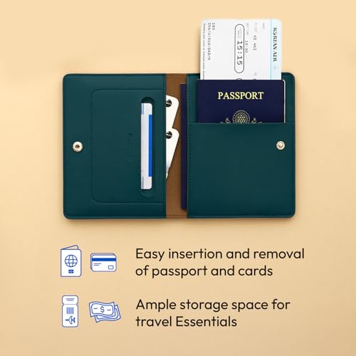 carrotez Premium RFID Blocking Leather Passport Holder & Wallet –Dark Green - color: Dark Green