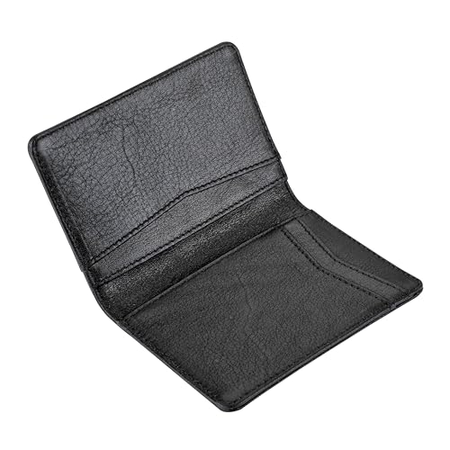 Mens Slim Minimalist Leather Wallet, Thin Bifold Credit Card Wallet for Men - color: Black