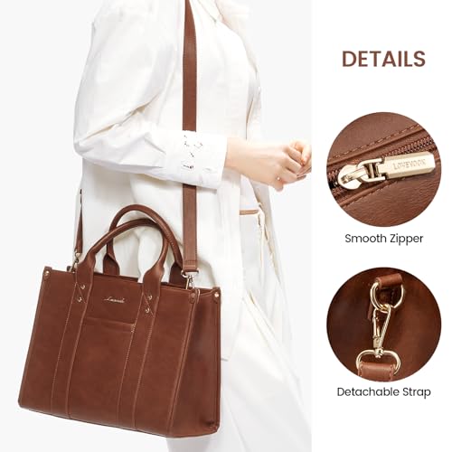 LOVEVOOK Purse for Women Leather Tote Bag Purse and Handbags, Satchel Shoulder Crossbody Top Handle Bags with Zipper - color: Brown