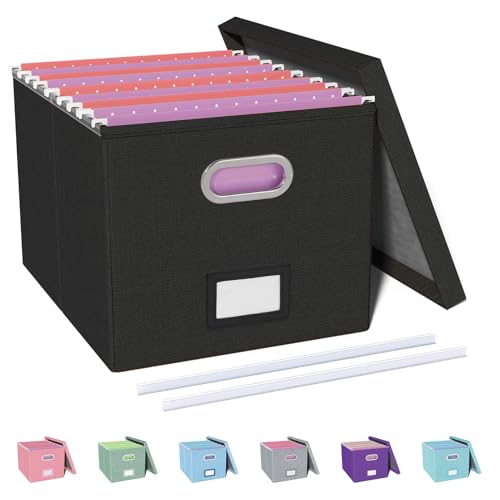 File Organizer, File Box, File Cabinet for Letter File Folder Storage, Hanging File Organizer for Office/Decor/Home,Document Organizer, 1 Pack,Black-Box Only - color: Black, size: 1 pack