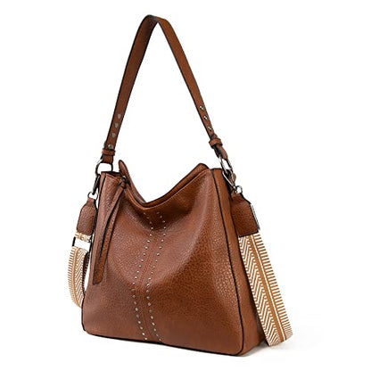 Montana West Hobo Bags for Women Top Handle Satchel Shoulder Purse Bucket Handbag - color: Guitar Strap-brown