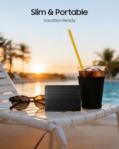 FINTIE Slim Minimalist Front Pocket Wallet RFID Blocking Credit Card Holder - color: Black