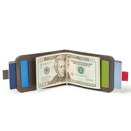 Wally Bifold 5.0 Slim Bifold Wallet for Men – Minimalist RFID Leather Wallet, Pull Tab Card Holder & Money Clip - Holds 14 Cards & 30 Bills - No ID Window - Grey - color: Gray, style: Id Quickslot