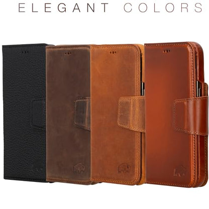 BLACKBROOK Case for iPhone 16 Pro Case Wallet, Full Grain Leather, Wireless Charging, RFID Blocking 4 Card Slots and ID Holder, 2-in-1 Folio Wallet Case Compatible with iPhone 16 Pro - color: Golden Brown, size: iPhone 16 Pro