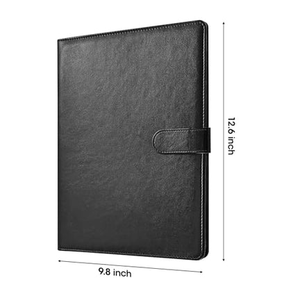 Padfolio Portfolio Folder,Faux Leather Legal Pad Holder,Interview Resume Folder with Document Organizer & Business Card Holder,Letter-Sized Notepad Holder (Black)