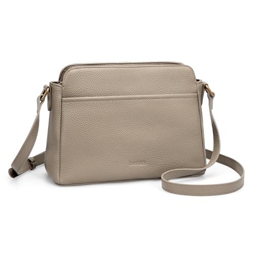 befen Anti-theft Crossbody Bag for Women Genuine Leather, Small Cross Body Shoulder Handbags with RFID Card Slots - color: Taupe