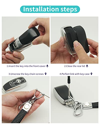 For Mercedes Benz Key cover & Key chain accessories (Black set) | Advanced soft TPU key Case is compatible with C E R S G S CLS CLK GLC ML GLE GLS SL SLR Maybach AMG Smart Remote Key - color: Key Case + Sheepskin Metal Key Chain(black)
