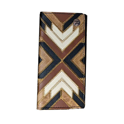 HOOEY Leather Men’s Western Rodeo Wallet (Patchwork - Brown/Black) - color: Patchwork - Brown/Black