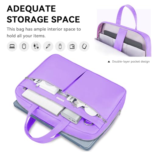 Ferkurn Laptop Bag Case Women Men Computer Bag Compatible with MacBook/HP/LG/Dell, Shoulder Strap Slim Carrying Messenger Briefcase, Purple, 17-17.3 Inch - color: Purple, size: 17-17.3 inch