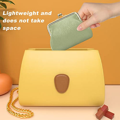 Coin Purse, Small PU Leather Change Purse, Coin Wallet with Clasp | Womens Leather Mini Wallet ID Credit Cards Cash Coin Holder Case Organizer Puse with Clasp - color: Green