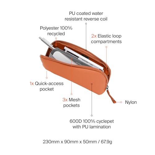 Orbitkey Pencil Case - Terracotta | Spacious Storage | Internal Divider | Mesh Organization Pockets | Water-Resistant Fabric - color: Terracotta