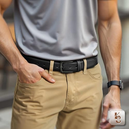 Men Leather Grommet Belt True to Size 1 3/8" Gift Boxed | 7 Eyelets Single Prong | Lightweight | Versatile For Golf Jeans Dress Casual - color: Black4144, size: 32"-34"Waist Adjustable