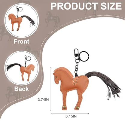 Leather Horse Keychain, Bag Charm - color: Genuine Leather Pony-orange