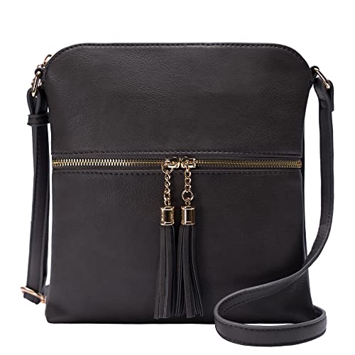 Solene Womens Lightweight Medium Crossbody Purse with Tassel, Perfect Size Crossbody Bags for Daily Use, travel - color: Charcoal Gray5