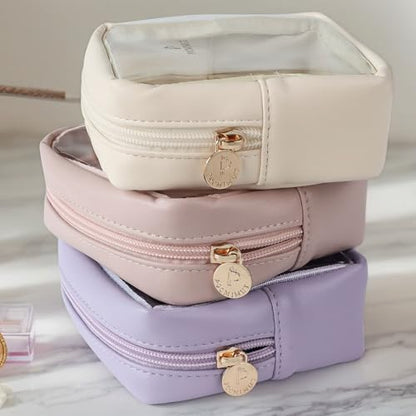 Pocmimut Clear Makeup Bag, Easy to Find Mini Makeup Bag for Purse, Travel Makeup Bag for Car, Compact Cosmetic Pouch for Daily Essentials,Purple - color: Purple, style: Mini