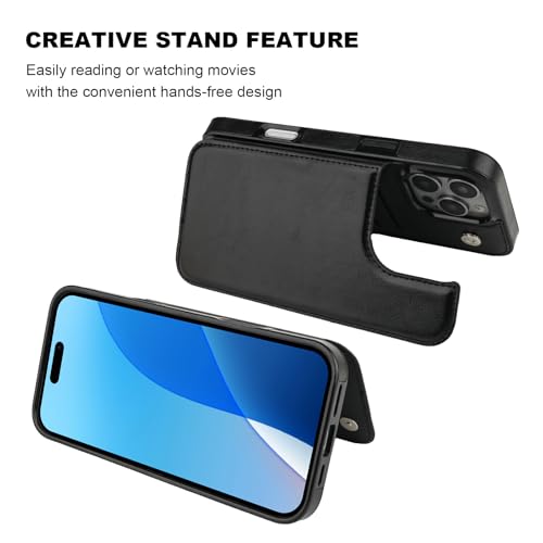 ONETOP for iPhone 16 Pro Max Wallet Case with Credit Card Holder,Black - color: Black