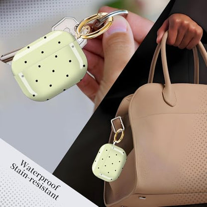 Compatible with AirPods Pro 3 (2025) Case Soft TPU with Cute Golden Keychain Cover Leopard Paint Case for Girls Women for Airpod Pro 3 - Yellow Polka dot - color: yellow polka dot