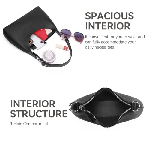 GOIACII Top-Handle Crossbody Bags for Women Soft Leather Trendy Purse Circle Handbags Small - color: Z01 Black
