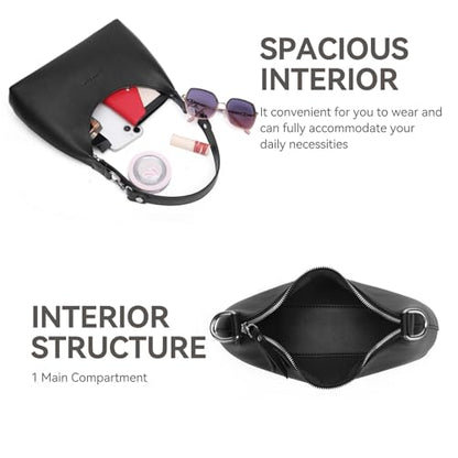 GOIACII Top-Handle Crossbody Bags for Women Soft Leather Trendy Purse Circle Handbags Small - color: Z01 Black