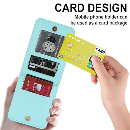 for Samsung Galaxy Z Flip 7 Luxury Zipper Wallet Phone Case, Multi-Function Kickstand Card Holder Adjustable Crossbody Strap, Fashion Flip Case.(Blue) - color: Blue, size: Samsung Galaxy Z Flip 7