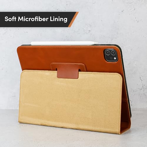 Casemade Real Leather Case Compatible with iPad Pro 11” 1st/2nd/3rd/4th Gen (2018/2020/2021/2022) - Full-Grain Leather Cover, Auto Sleep/Wake, Dual Stand Position (Tan) - color: Tan, size: iPad Pro 11" 1st/2nd/3rd/4th Gen (2018-2022)
