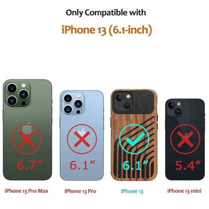 Magnetic Case Compatible with iPhone 13 Case [Compatible with MagSafe] Wood and Leather Carbon Fiber Design Hybrid Shockproof Phone Case 6.1" (Wood and Leather) - color: Wood Leather, size: iPhone 13