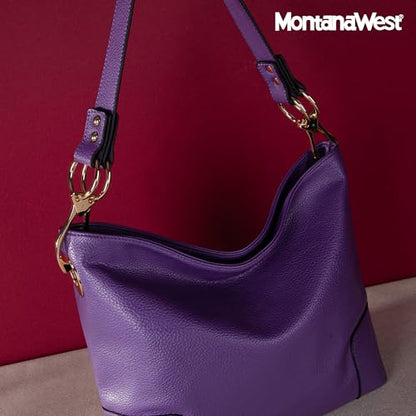Montana West Hobo Bags for Women Top Handle Satchel Shoulder Purse Bucket Handbag - color: Special-purple