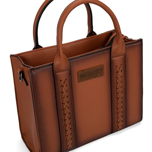 Wrangler Tote Bag for Women Designer Satchel Handbags Top-handle Purses with Strap - color: Distressed-brown