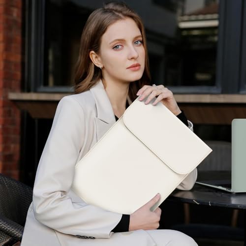 MOSISO Laptop Case 13.3 inch, 13-13.3 inch Laptop Sleeve, Beige | Compatible with MacBook Neo 13 A18 Pro A3404 /Air 13/Pro 13/Pro 14 M5 M4 M3 M2 M1, Faux Suede Leather Case with Small Bag - color: Beige