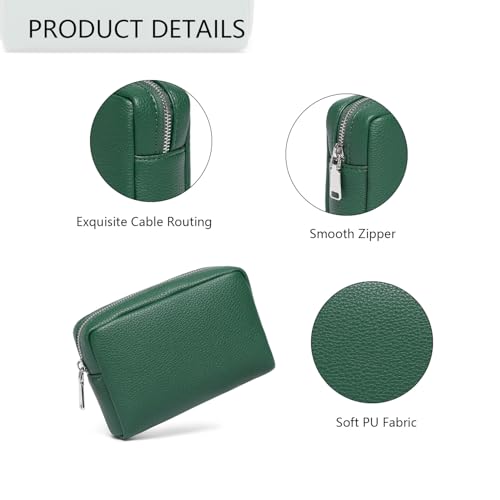 Makeup Bag for Purse Travel Cosmetic Bag (PU Forest Green) - color: Forest Green