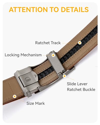 CHAOREN Men's Leather Ratchet Belt - Customizable Fit (35mm) | Smooth Sliding, Precise Micro‑Adjust, Trim to Fit, Dress & Casual Wear, Gift Box - color: Night / Black, size: 36" to 42" Waist Adjustable