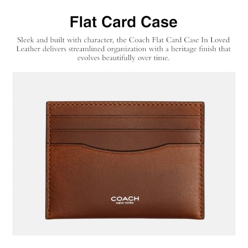 Coach Men's Flat Card Case - color: Saddle/Burnt Sienna/Loved Leather