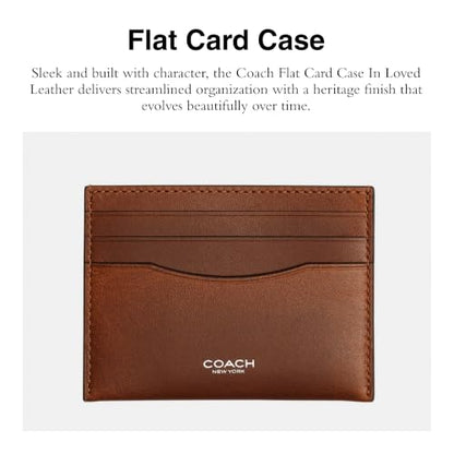 Coach Men's Flat Card Case - color: Saddle/Burnt Sienna/Loved Leather